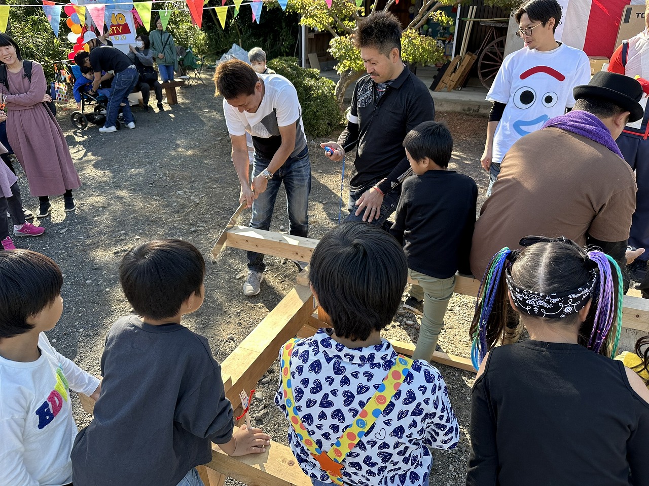 角材切り大会　感謝祭　工務店