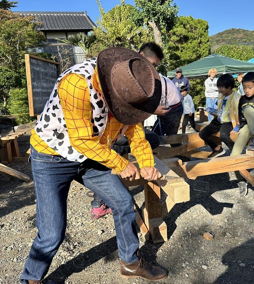 角材切り大会　感謝祭　工務店